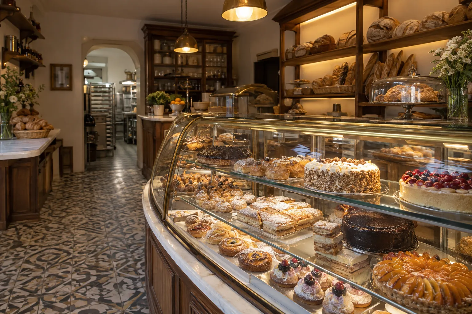Interior de la tienda de Pastelería Güerri en la calle Romero de Barbastro
